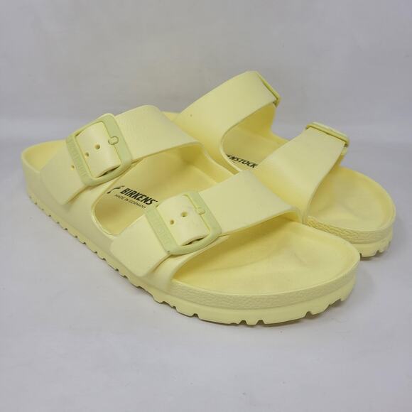 Birkenstock Arizona Sandals Womens EU41 US10 Yellow Rubber EVA Slides Slip On - Picture 1 of 13